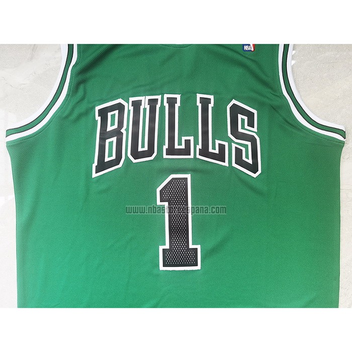 Camiseta Chicago Bulls Derrick Rose NO 1 Mitchell & Ness 2008-09 Verde